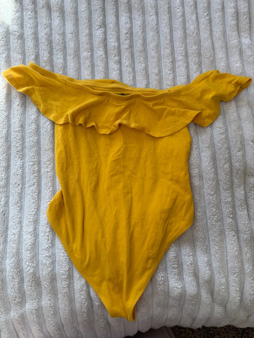 Ambiance Yellow Off-Shoulder Ruffle One-Piece Bodysuit